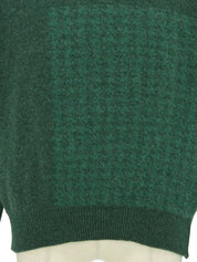 Green wool houndstooth pattern long sleeve knit top