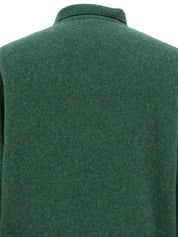 Green wool houndstooth pattern long sleeve knit top