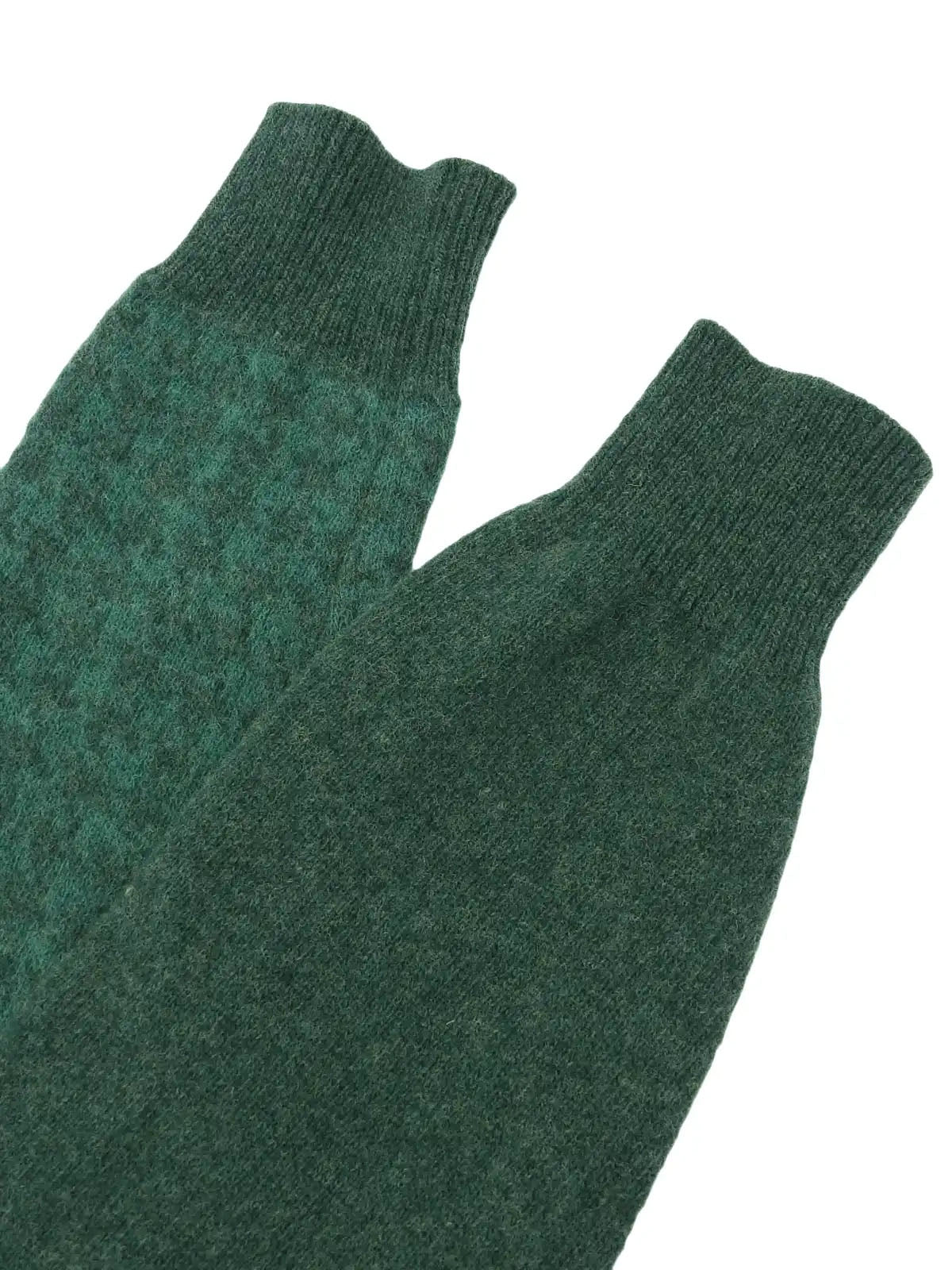 Green wool houndstooth pattern long sleeve knit top