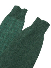 Green wool houndstooth pattern long sleeve knit top
