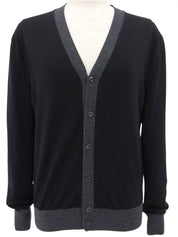 Two-tone wool cardigan in black/gray