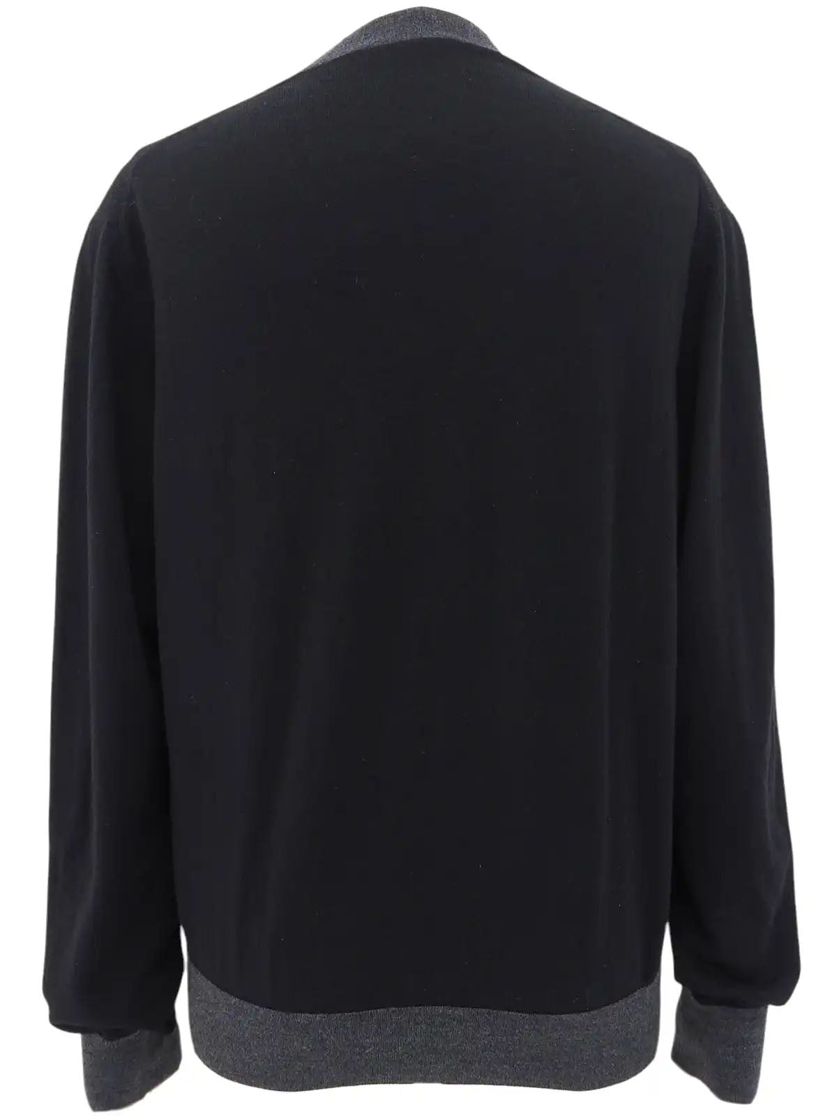 ウールバイカラーカーディガン ブラック/グレー