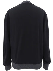 ウールバイカラーカーディガン ブラック/グレー