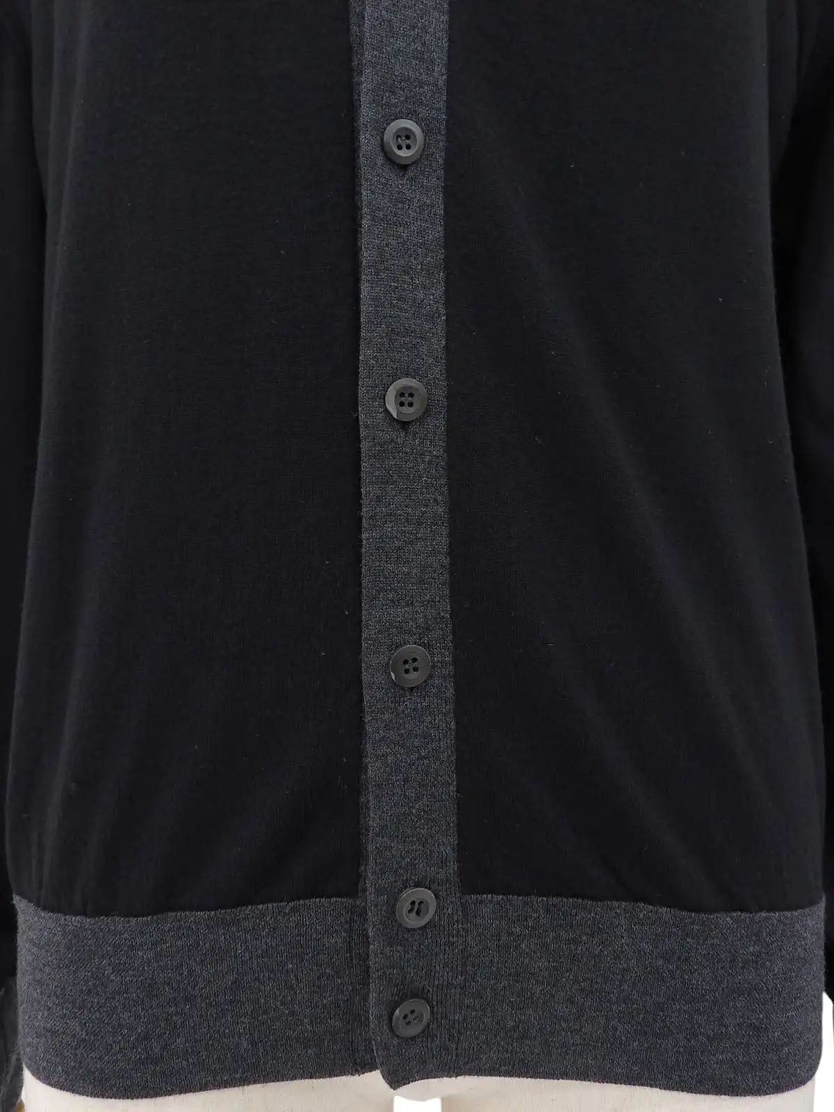 ウールバイカラーカーディガン ブラック/グレー