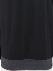 Two-tone wool cardigan in black/gray