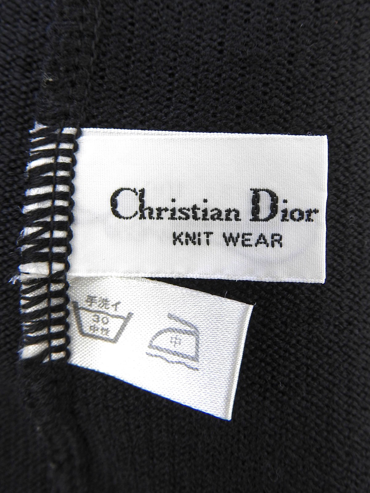 ウールロゴボタンボーダースリーブカーディガン ブラック/マルチ