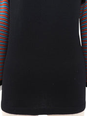 ウールロゴボタンボーダースリーブカーディガン ブラック/マルチ