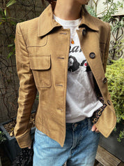 バンブーベルトロゴボタンジャケット　オーカー