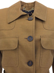 Bamboo Belt Logo Button Jacket in Ocher