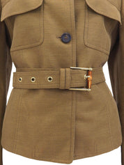 Bamboo Belt Logo Button Jacket in Ocher
