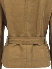 Bamboo Belt Logo Button Jacket in Ocher