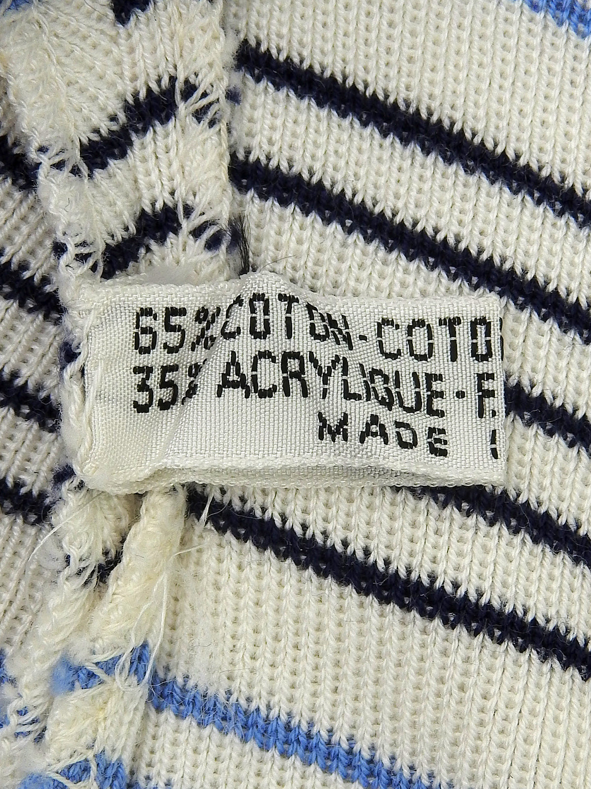 ボーダーパターンニット半袖トップス ホワイト/ブルー