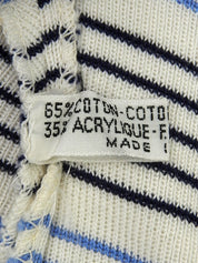 ボーダーパターンニット半袖トップス ホワイト/ブルー