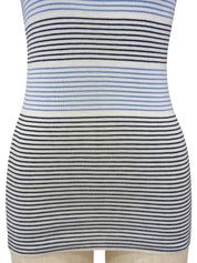 ボーダーパターンニット半袖トップス ホワイト/ブルー