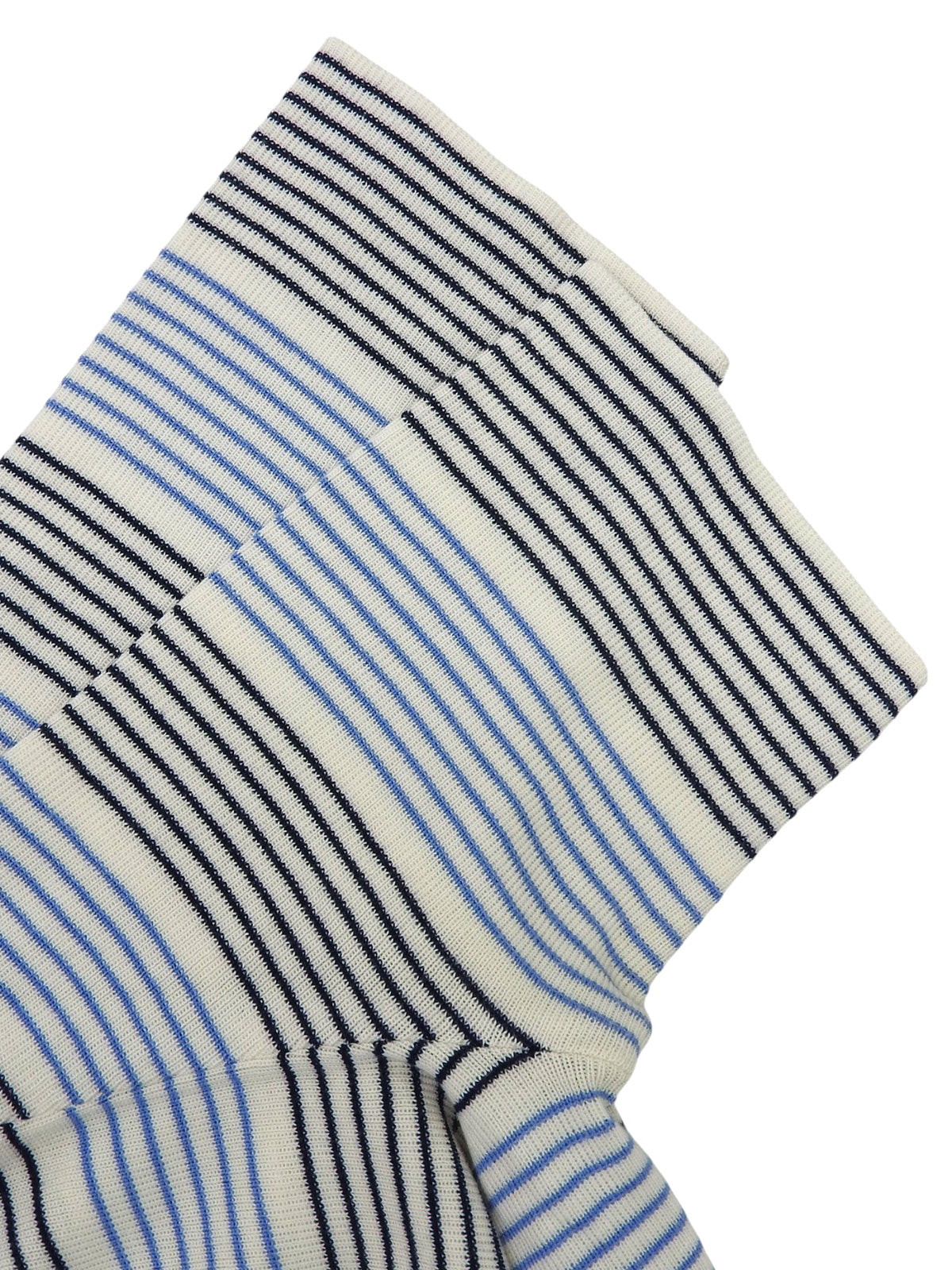 ボーダーパターンニット半袖トップス ホワイト/ブルー