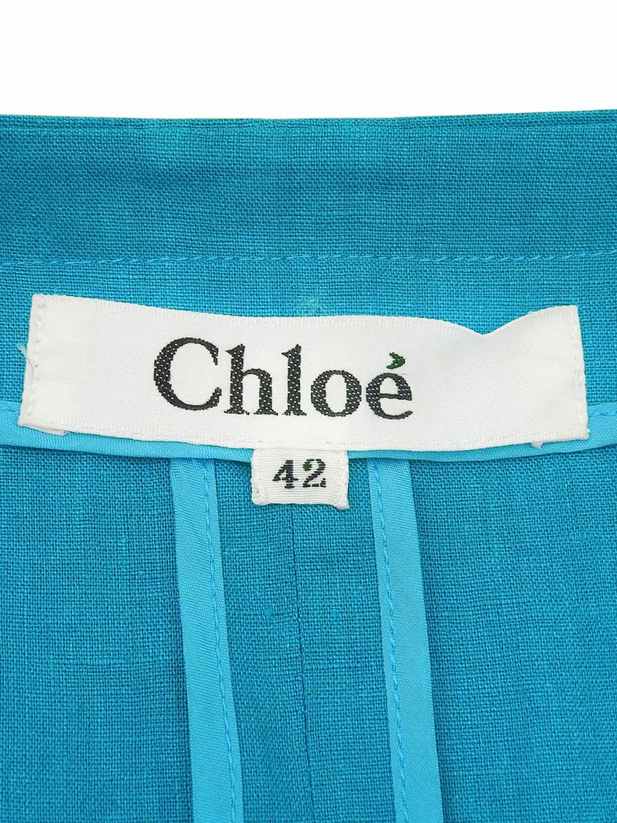 ノーカラー半袖セットアップ ターコイズブルー