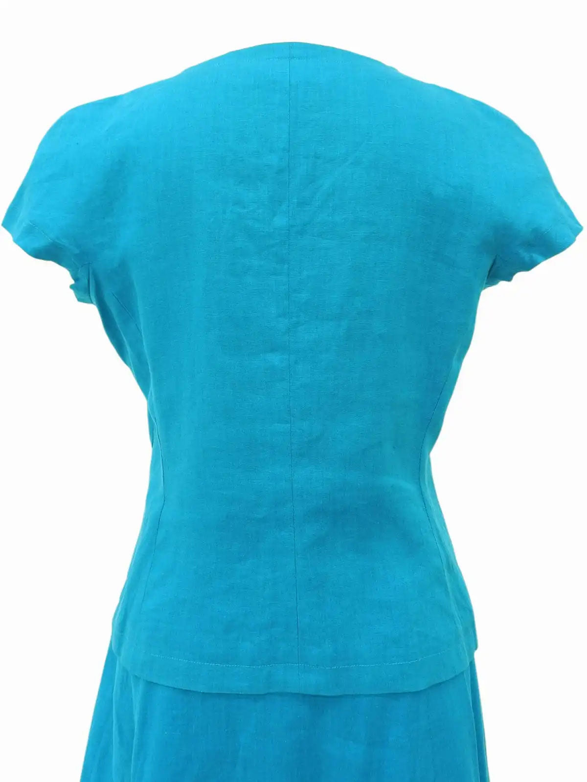 No-collar half-sleeve set up in turquoise blue