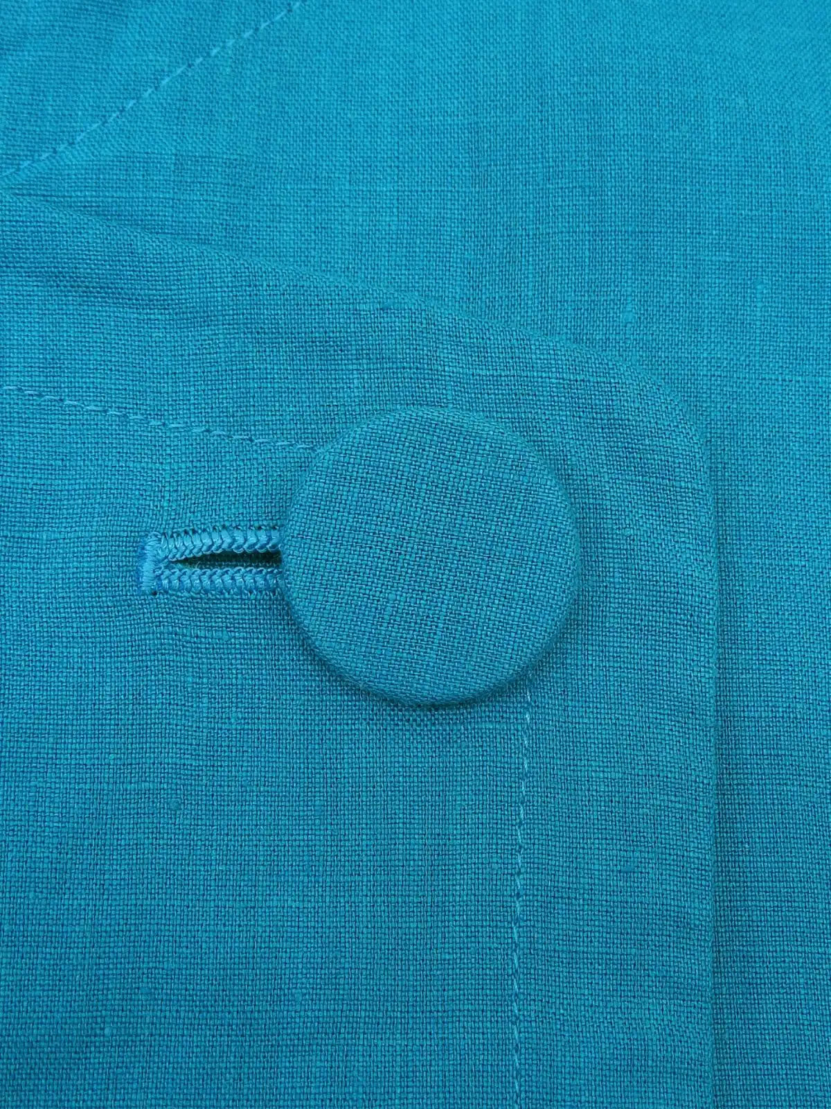 No-collar short-sleeve set up turquoise blue