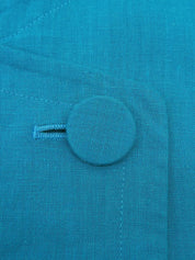 No-collar short-sleeve set up turquoise blue