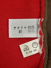 バイカラーロゴ刺繍長袖ポロシャツ ブラウン/レッド