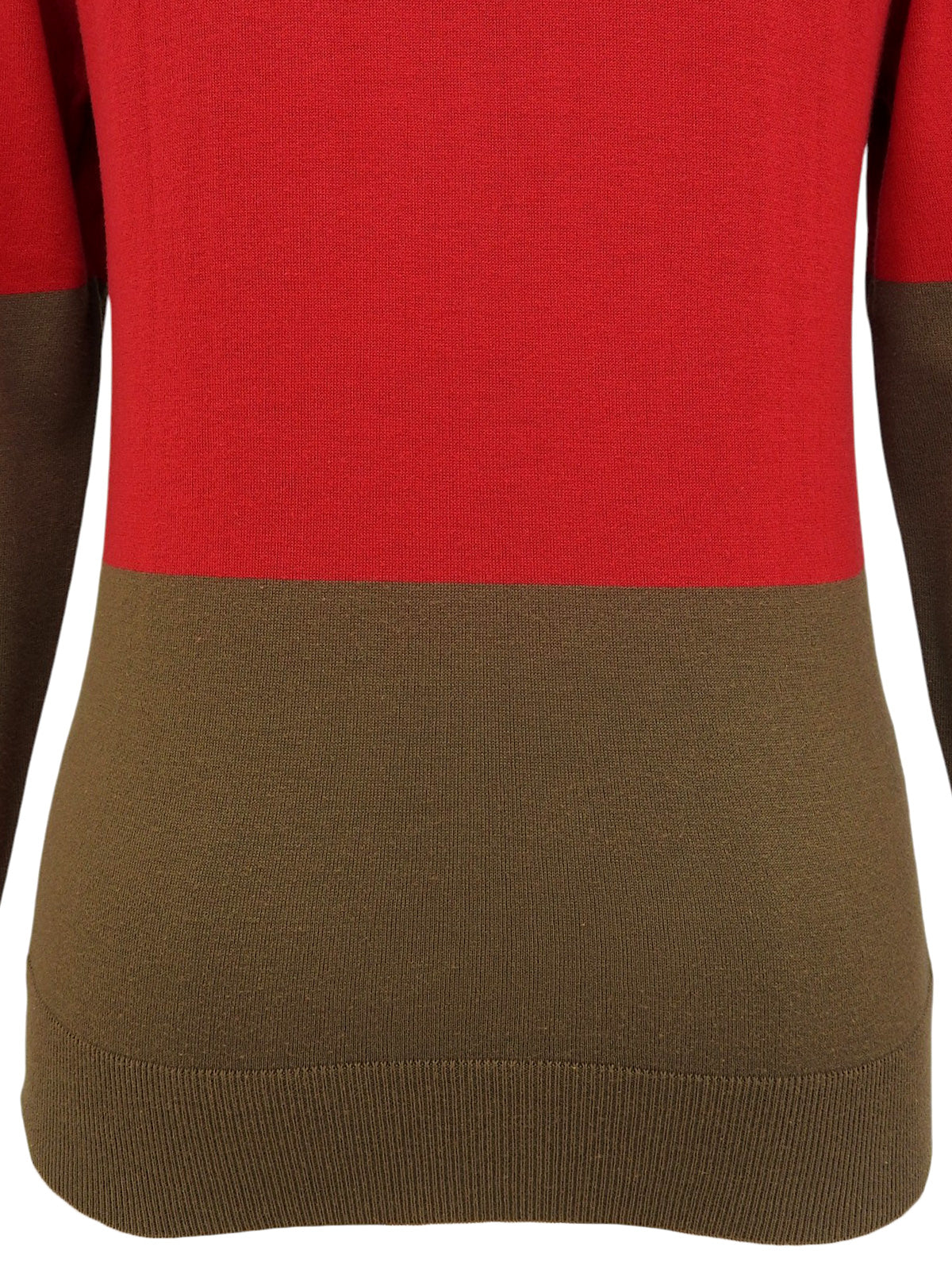 バイカラーロゴ刺繍長袖ポロシャツ ブラウン/レッド