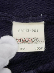 Navy wool logo button cardigan