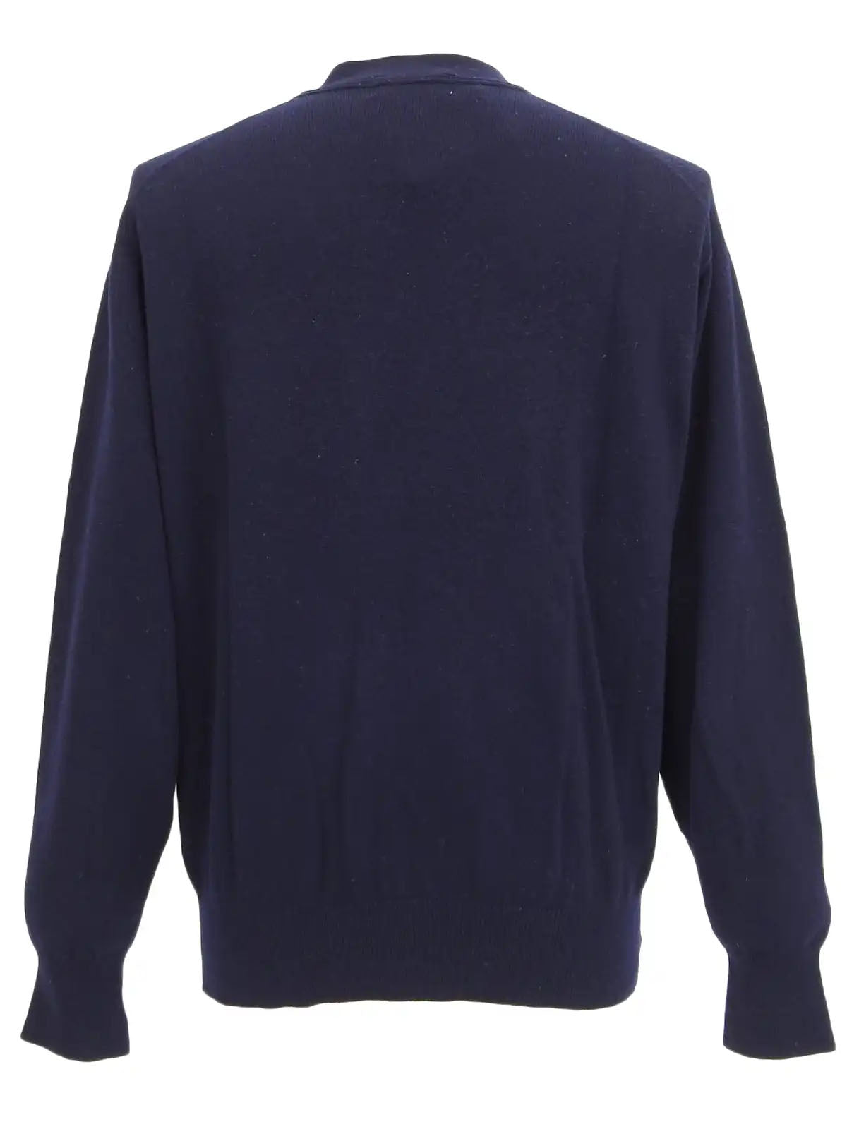 Navy wool logo button cardigan