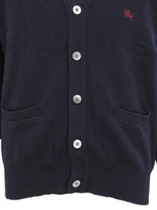 Navy wool logo button cardigan