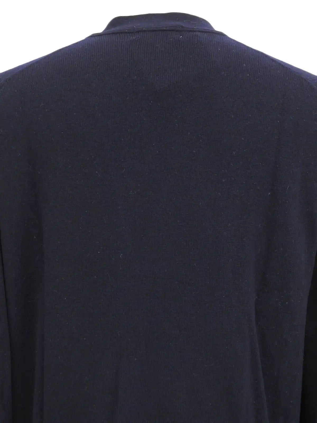 Navy wool logo button cardigan