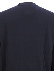 Navy wool logo button cardigan