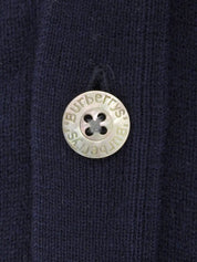 Navy wool logo button cardigan