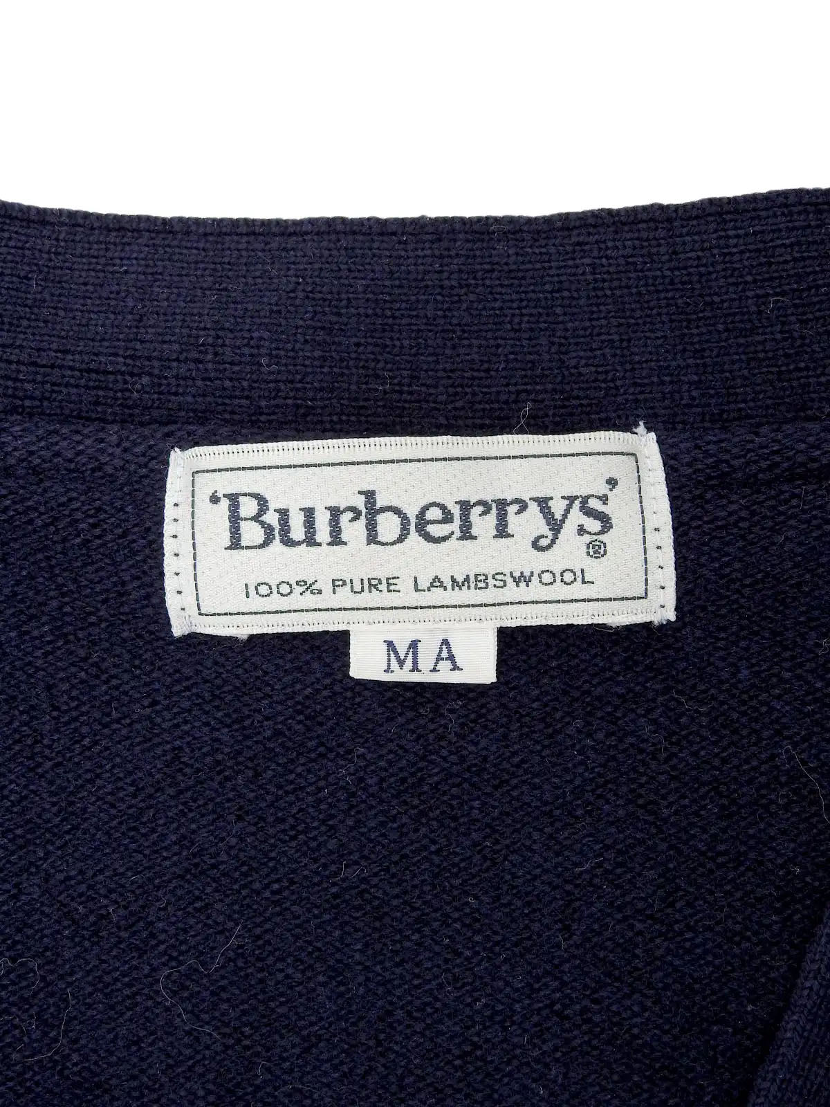 Navy wool logo button cardigan