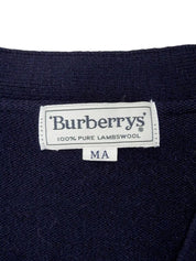 Navy wool logo button cardigan