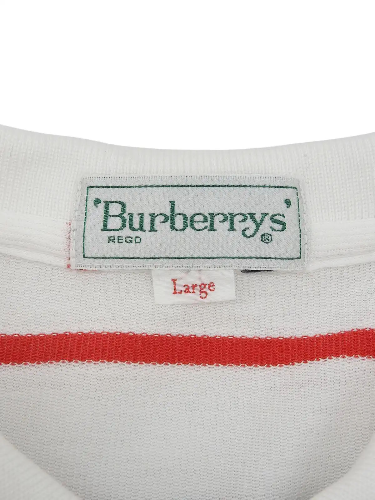 Border pattern logo embroidered polo shirt in white/navy/red
