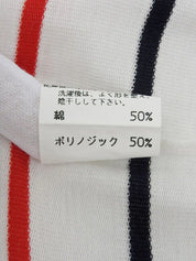 ボーダーパターンロゴ刺繍ポロシャツ　ホワイト／ネイビー／レッド