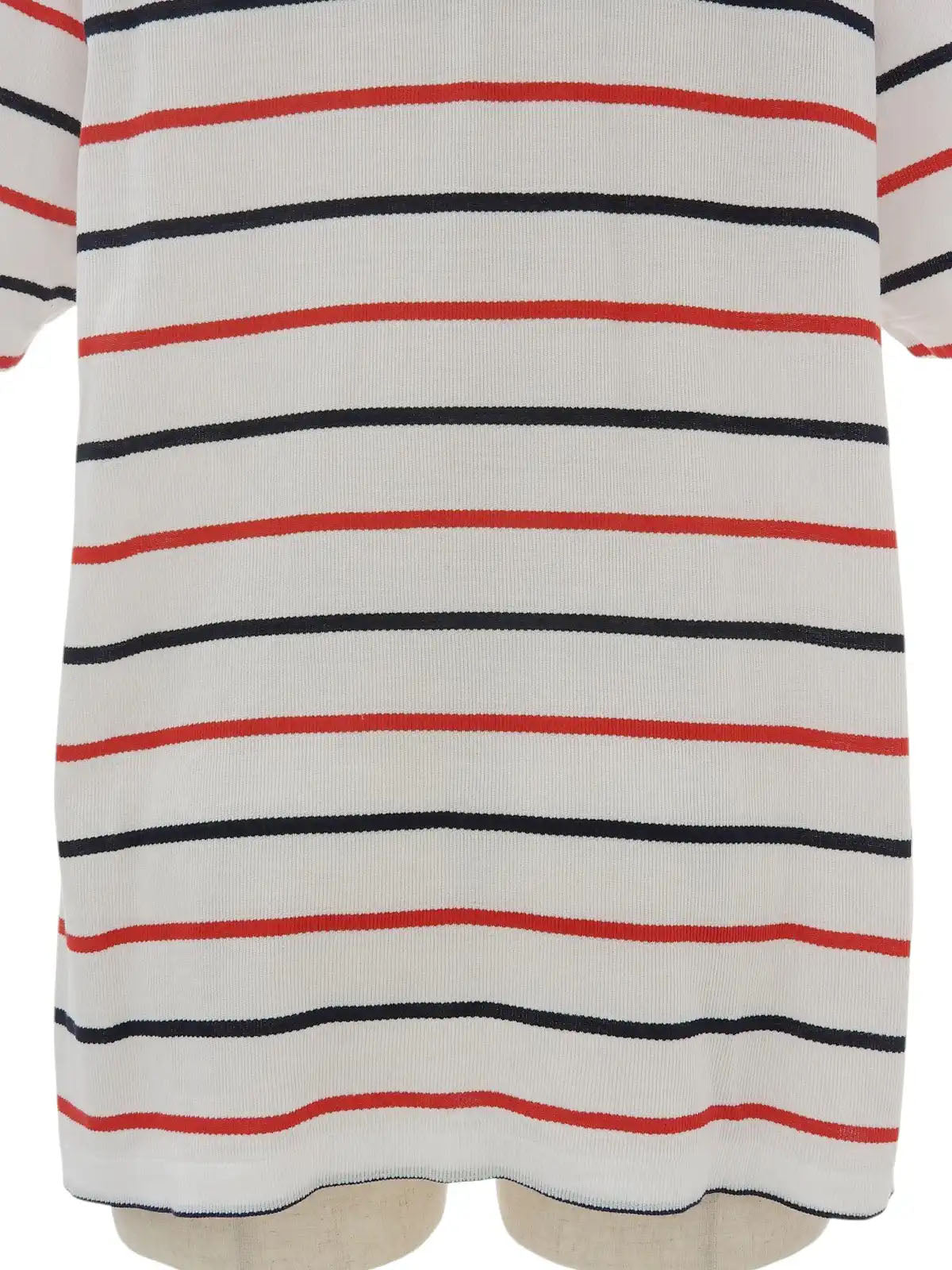 Border pattern logo embroidered polo shirt in white/navy/red