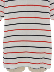 Border pattern logo embroidered polo shirt in white/navy/red