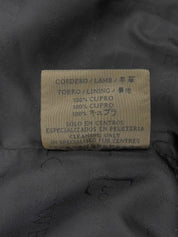 Leather logo button jacket in black