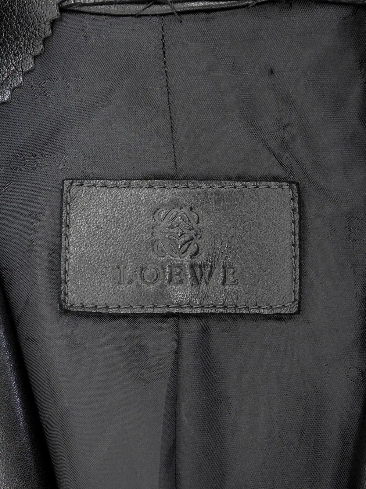 Leather logo button jacket in black