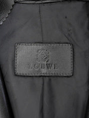 Leather logo button jacket in black
