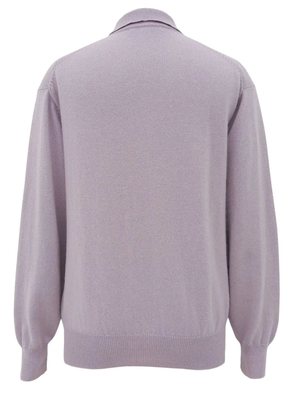 Logo Embroidered Long Sleeve Polo Shirt in Lavender