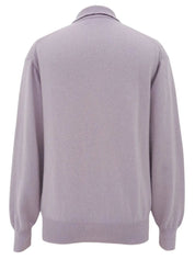 Logo Embroidered Long Sleeve Polo Shirt in Lavender