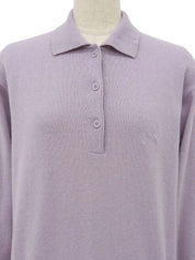 Logo Embroidered Long Sleeve Polo Shirt in Lavender