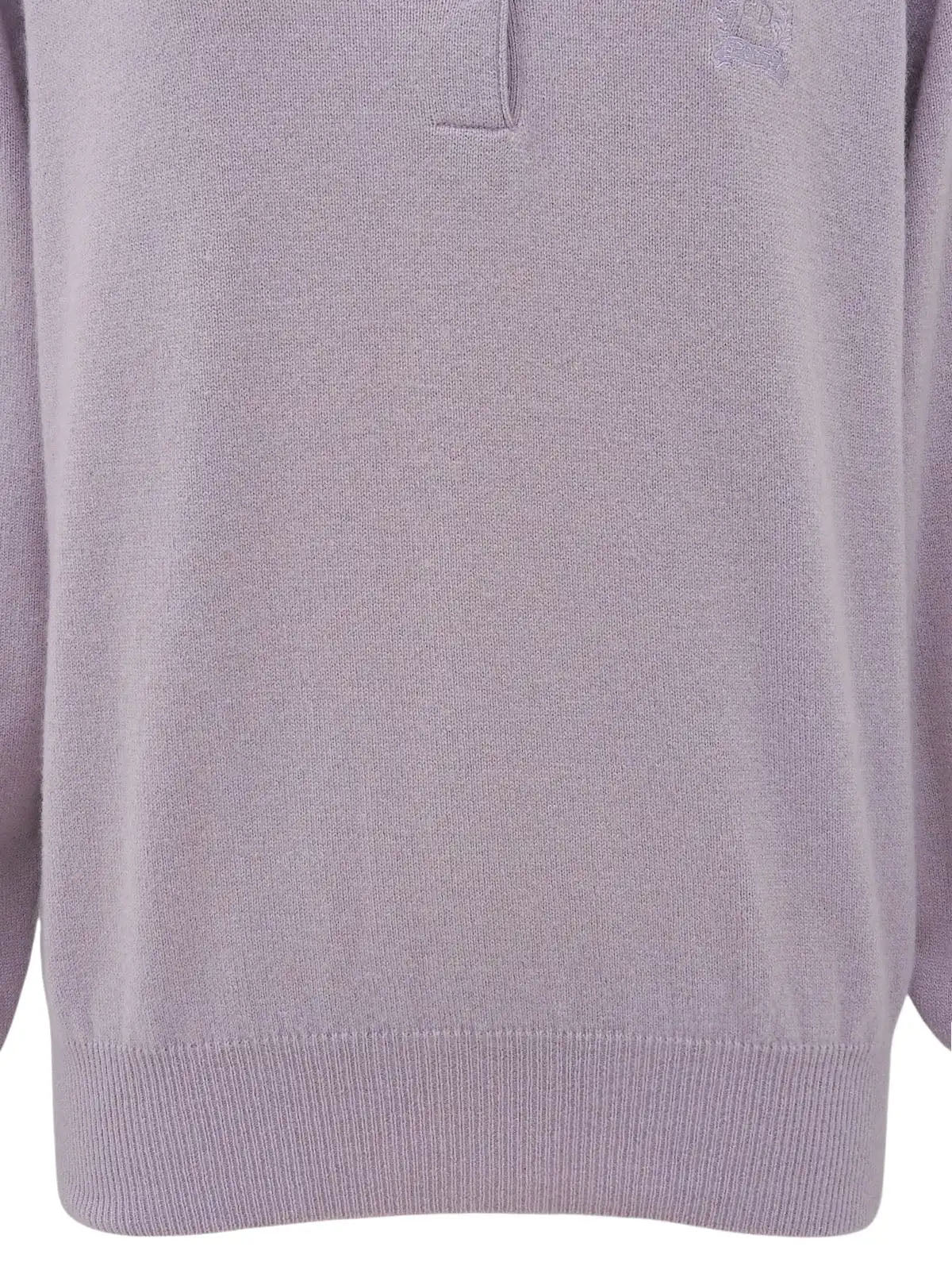 Logo Embroidered Long Sleeve Polo Shirt in Lavender