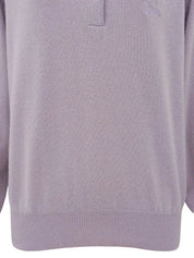Logo Embroidered Long Sleeve Polo Shirt in Lavender