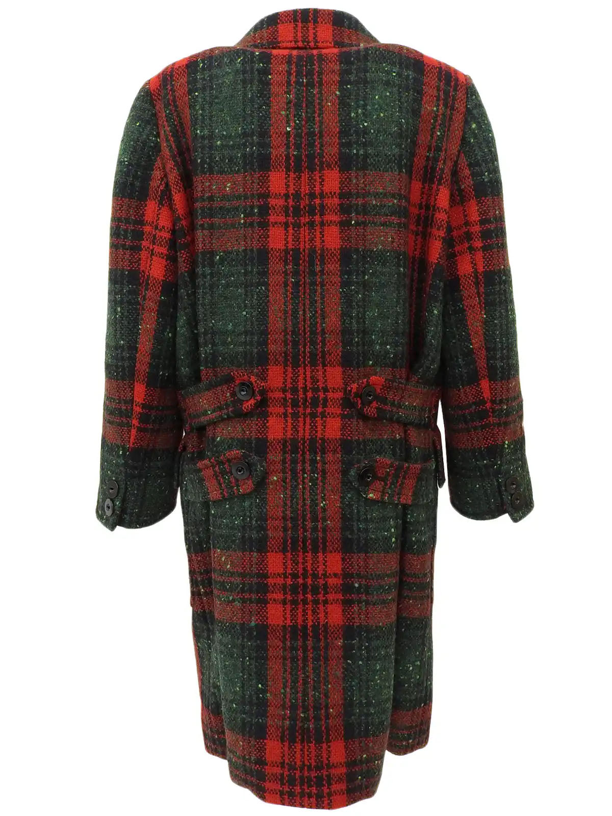 チェックパターンウールコート　レッド／グリーン