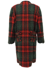 チェックパターンウールコート　レッド／グリーン