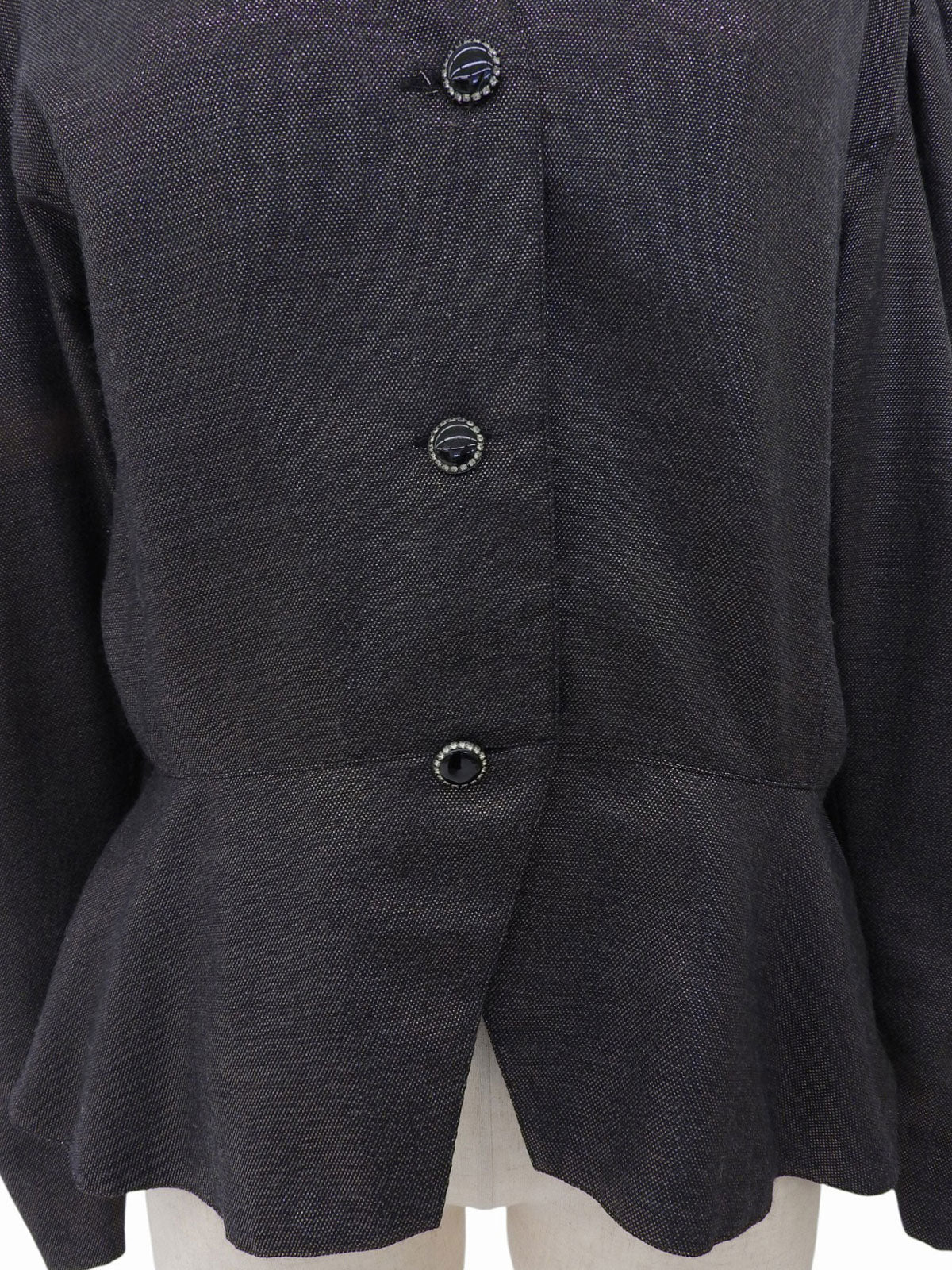 Rhinestone Button Jacket in Black