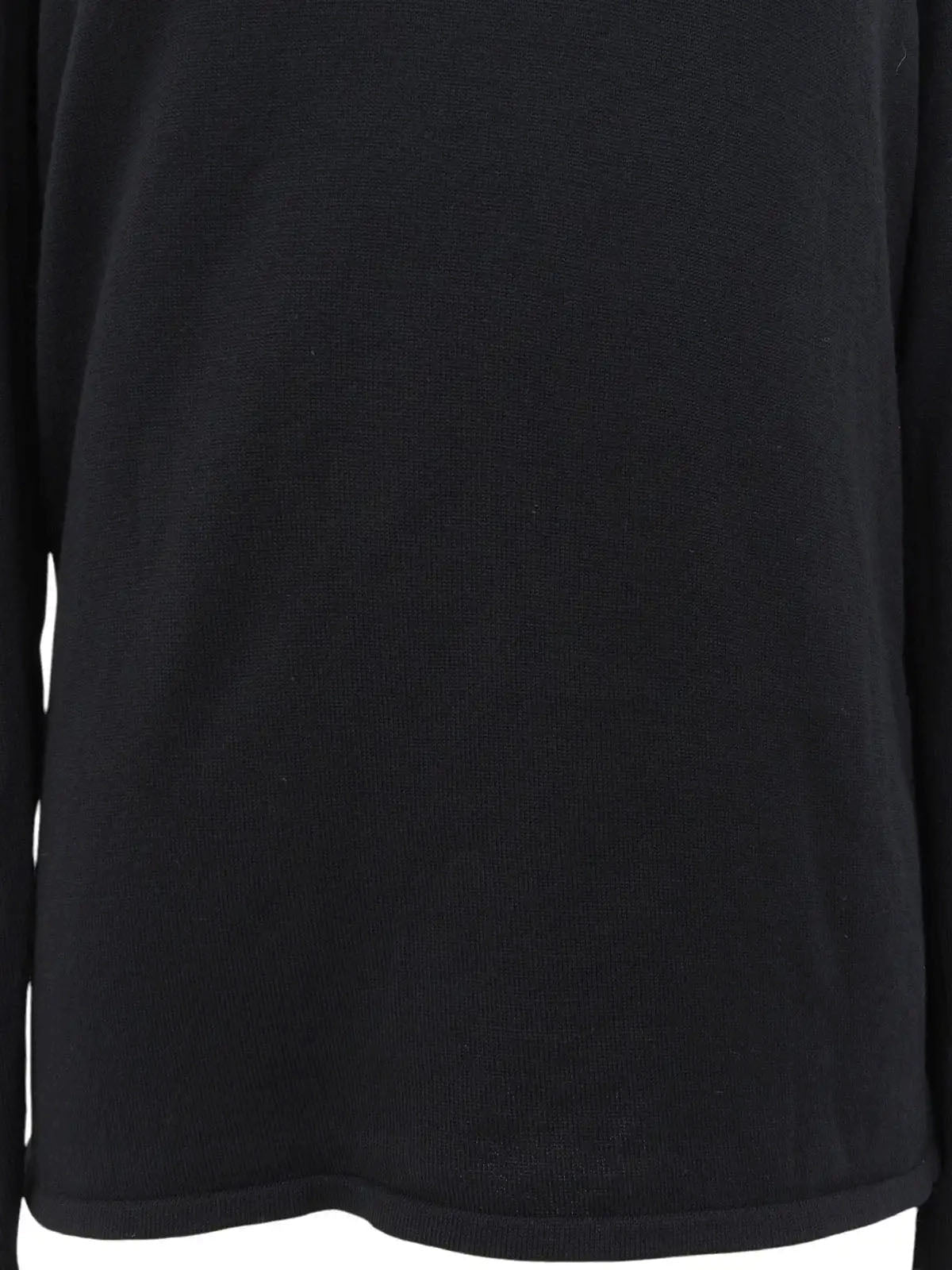 シェルロゴボタン長袖ポロシャツ ブラック