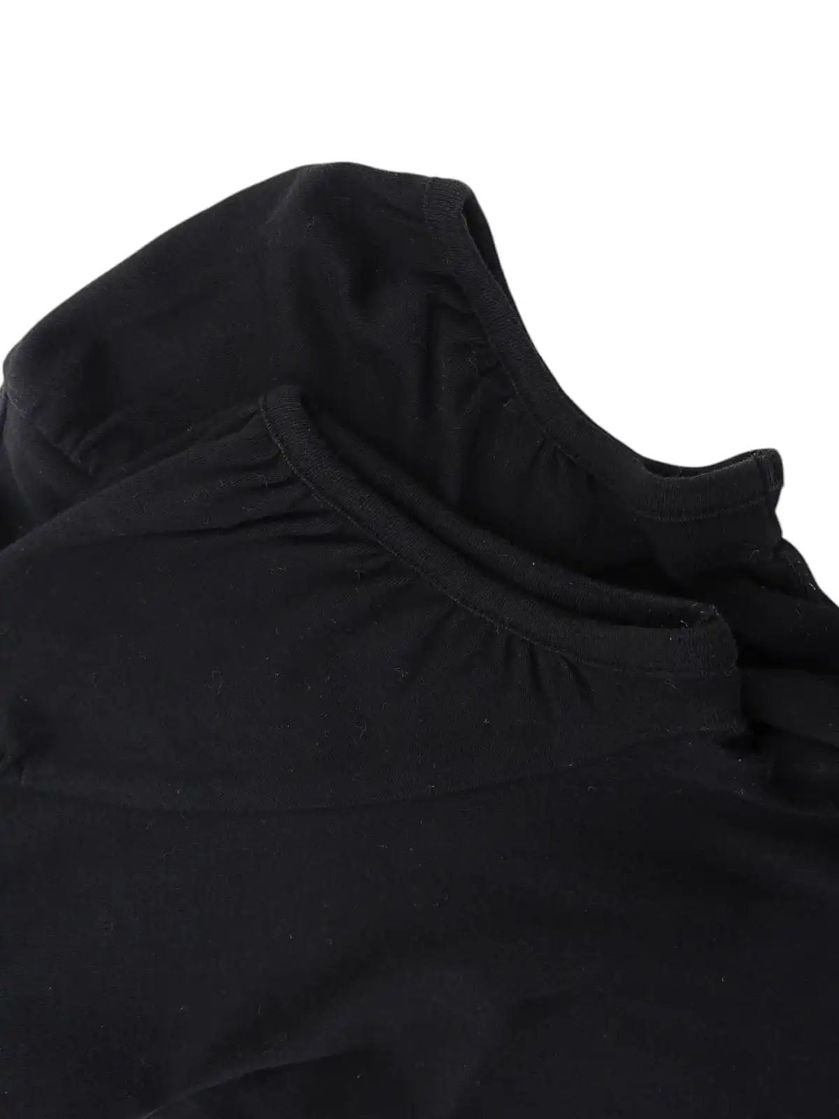 ロゴ刺繍フリル半袖トップス ブラック